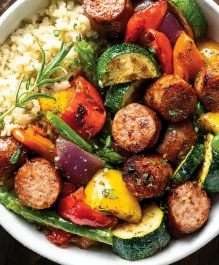 Easy Air Fryer Beef Sausage Veggie Dinner