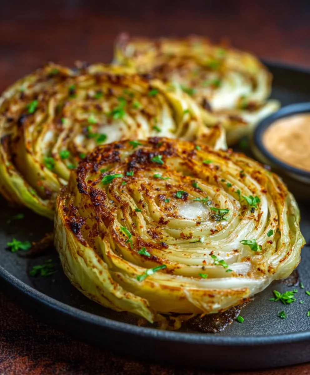 Oven Roasted Garlic Cabbage Steaks - Easy Delicious Side