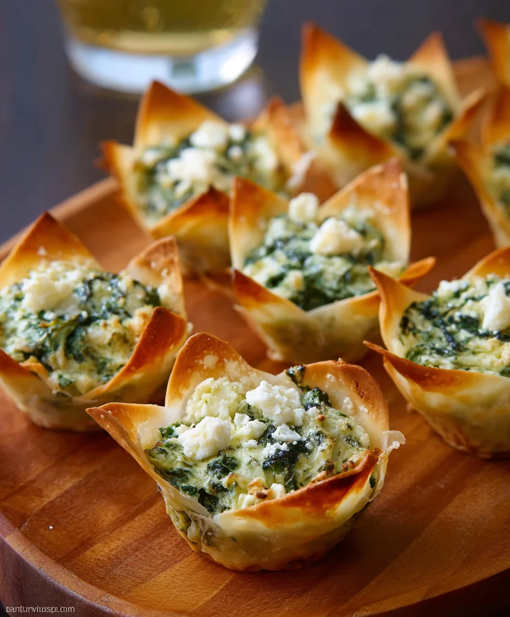Spinach Artichoke Dip Wonton Cups Recipe