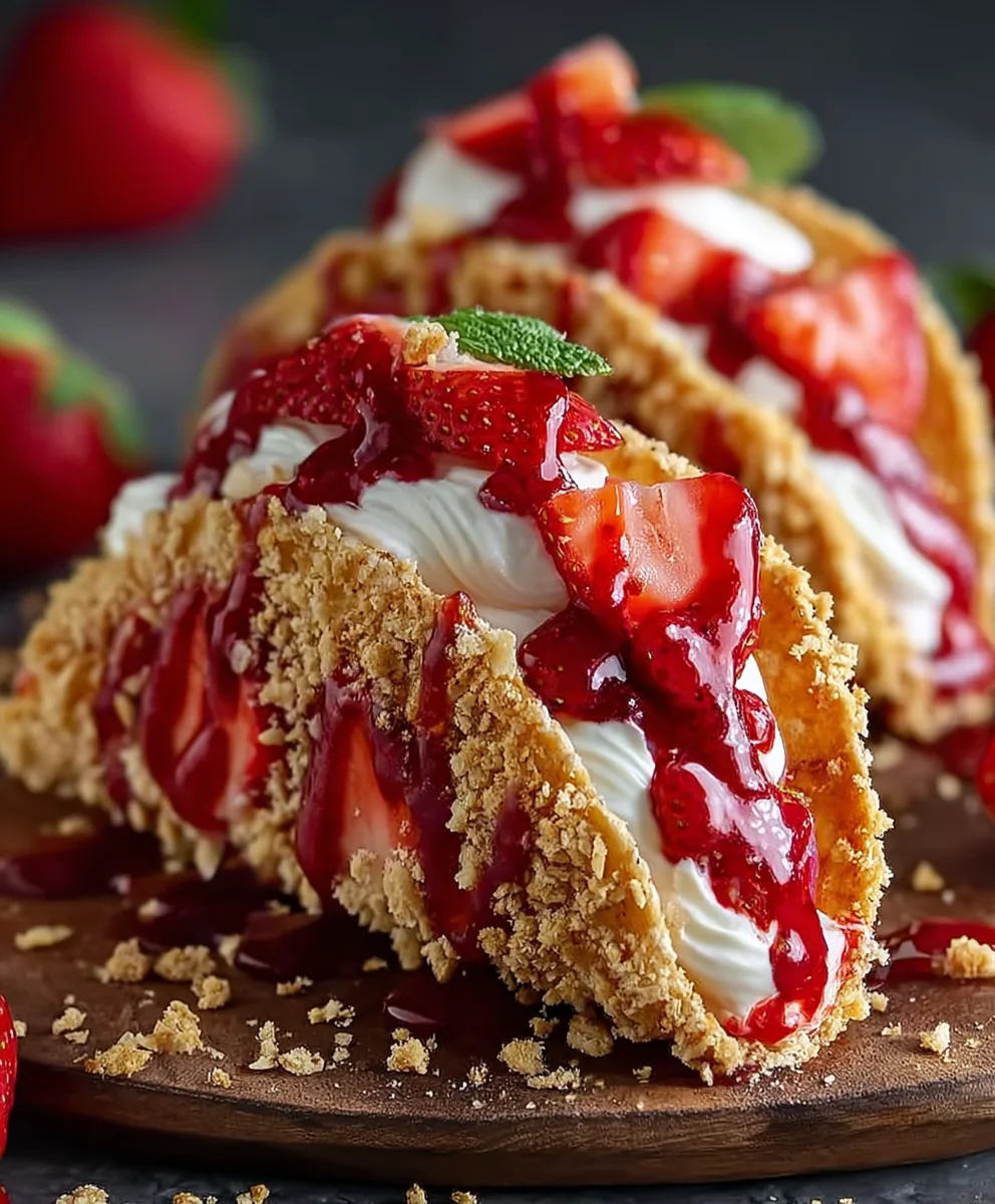 Strawberry Crunch Cheesecake Tacos-Delicious Dessert
