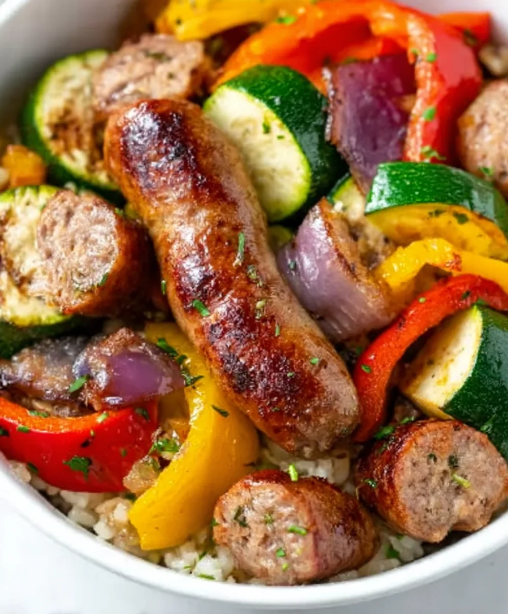 Easy Air Fryer Beef Sausage Veggie Dinner