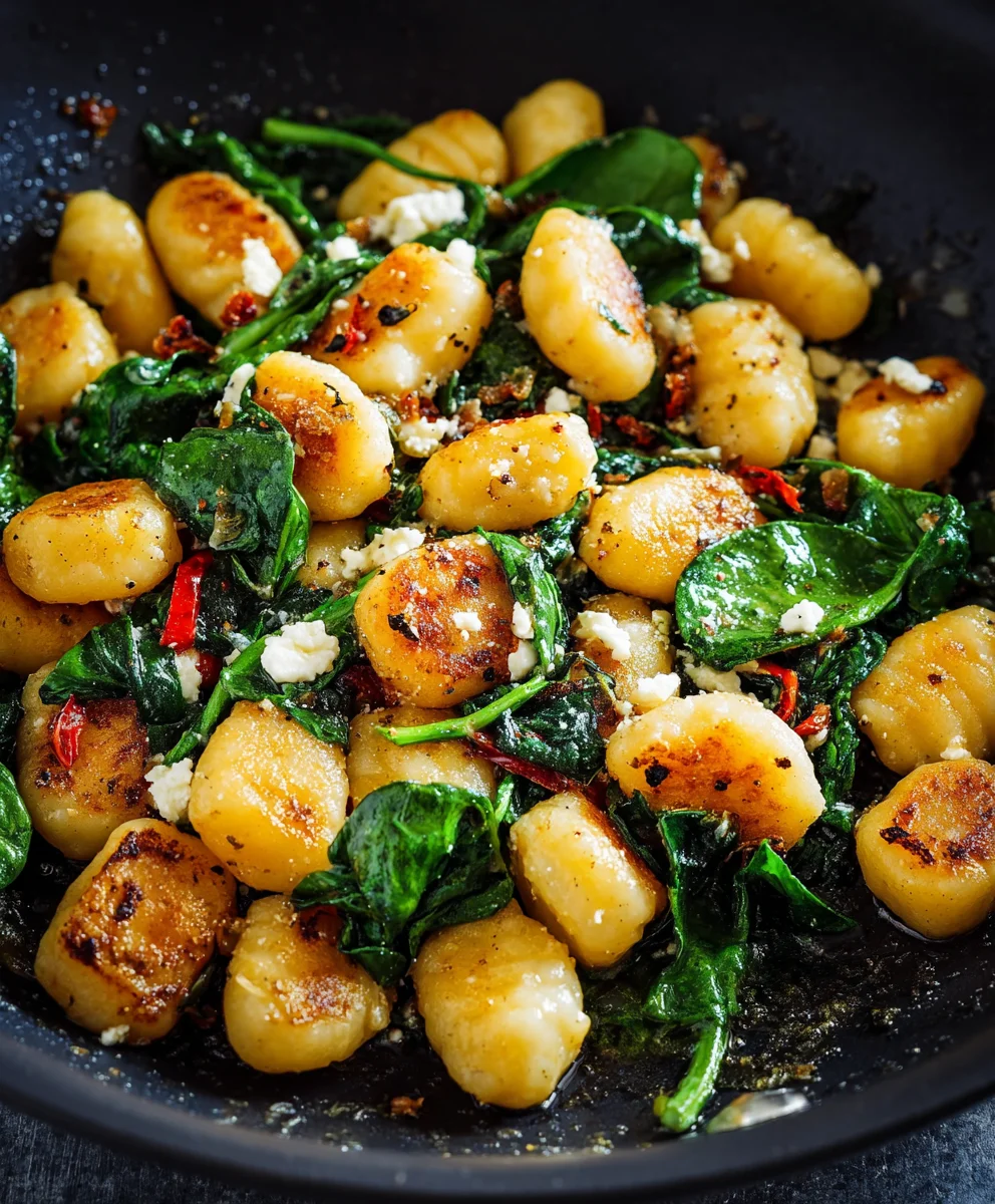 Crispy Gnocchi with Spinach Feta - Easy Recipe