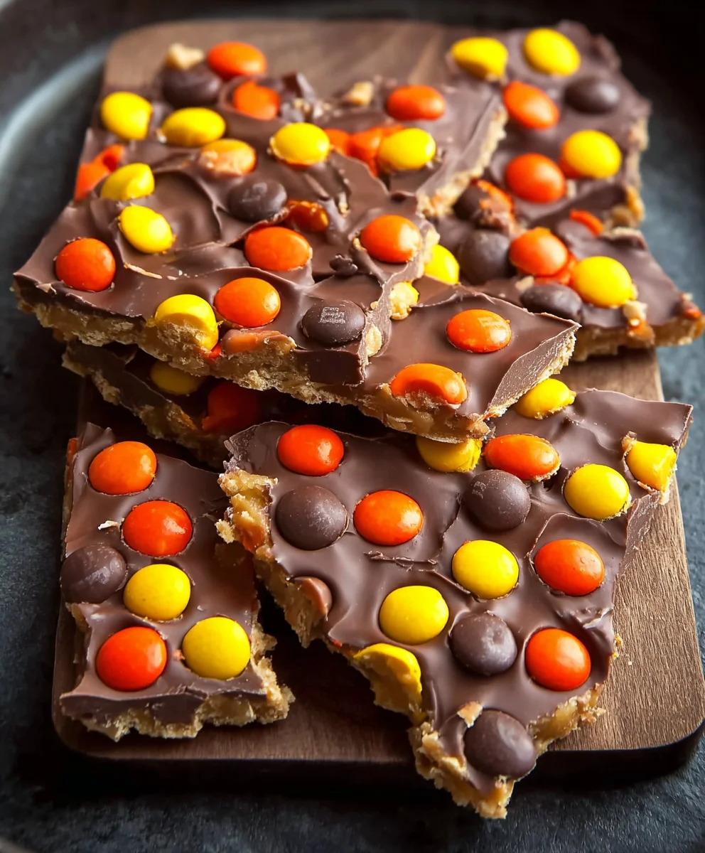 Easy Reese's Pieces Peanut Butter Bark Recipe
