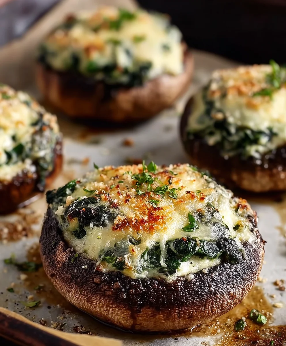 Spinach Cheese Stuffed Portobello Mushroom Recipe