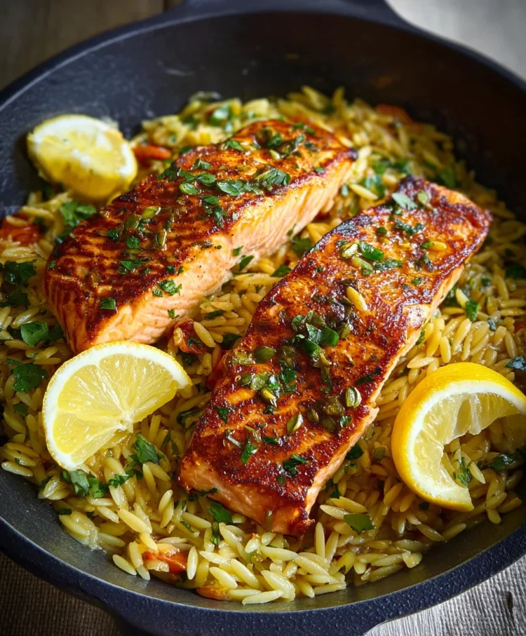 One-Pan Lemon Orzo Salmon Recipe