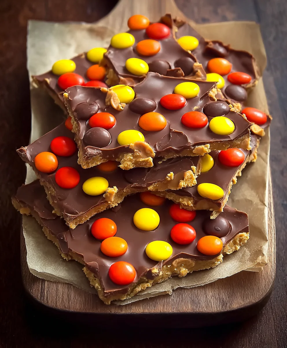 Easy Reese's Pieces Peanut Butter Bark Recipe