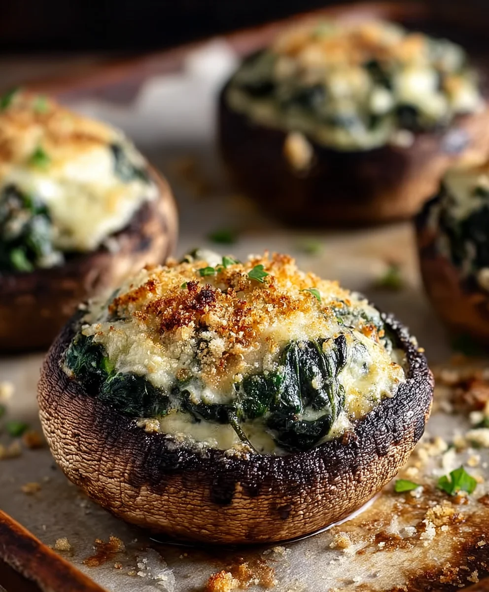 Spinach Cheese Stuffed Portobello Mushroom Recipe