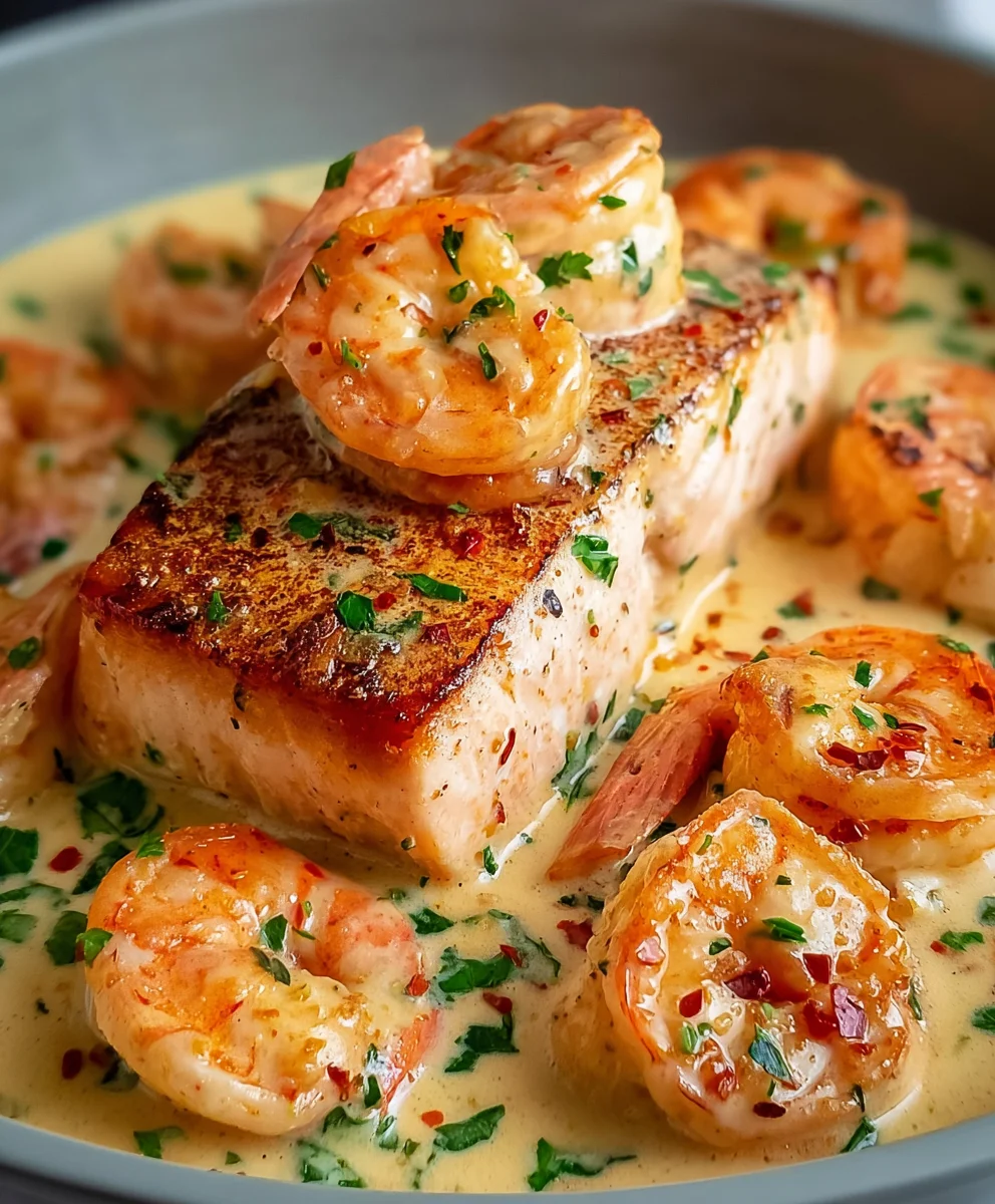 Creamy Cajun Salmon Shrimp Delight