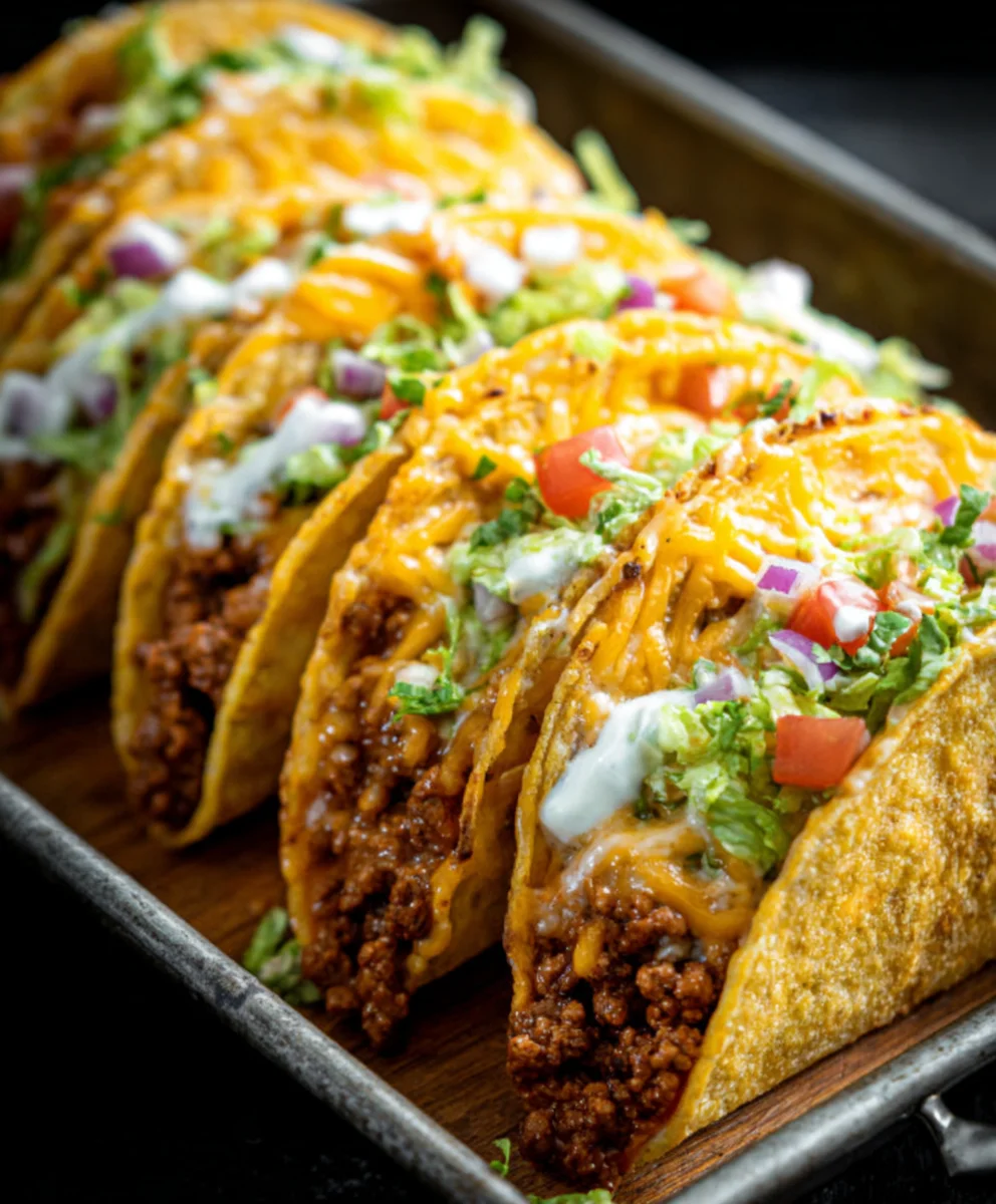 Crispy Cheesy Tacos - Oven Baked Beef Recipe