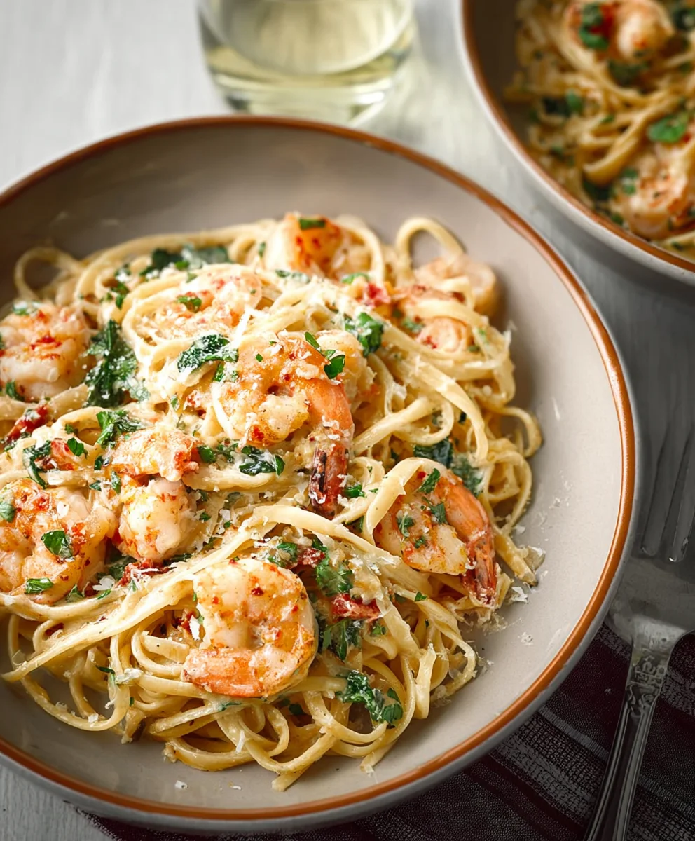Creamy Tuscan Shrimp Linguine - Easy & Delicious Recipe