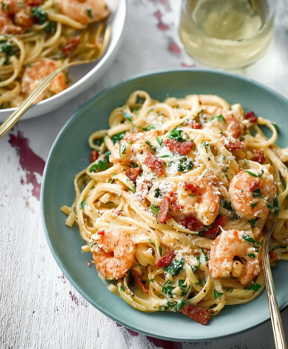 Creamy Tuscan Shrimp Linguine - Easy & Delicious Recipe