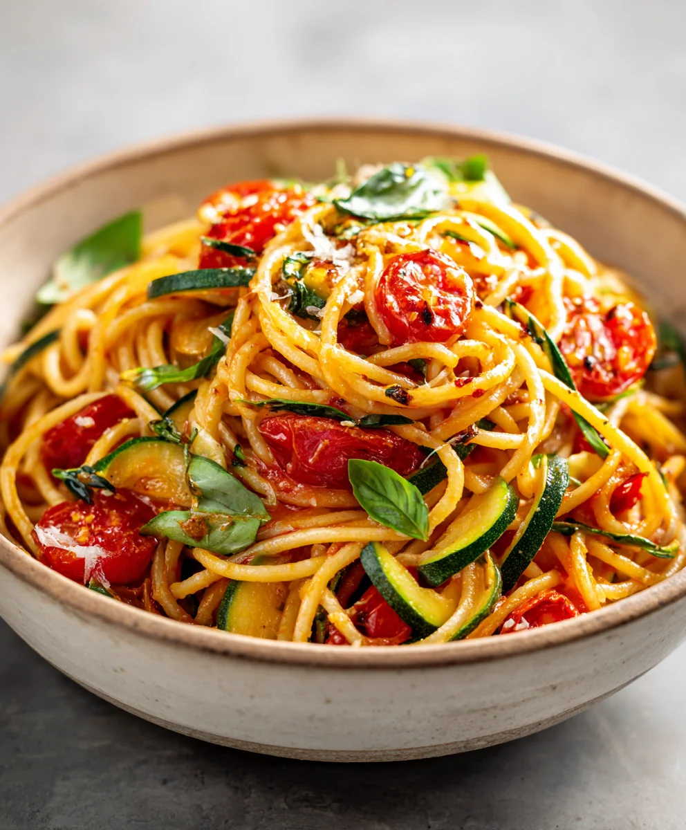 Healthy Tomato Zucchini Pasta - Easy & Delicious Dinner