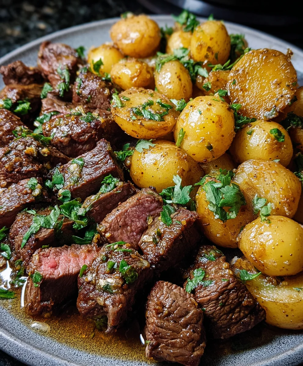 Garlic Butter Beef and Potatoes-Easy Dinner