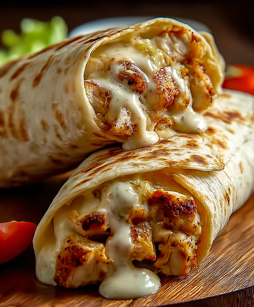 Cheesy Garlic Chicken Wraps Quick & Tasty Dinner