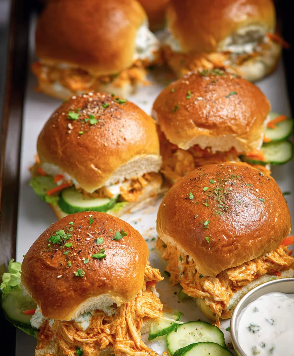 Spicy Buffalo Chicken Sliders-Easy Appetizer