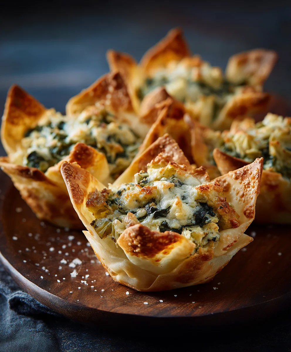 Spinach Artichoke Wonton Cups-Easy Party Appetizer
