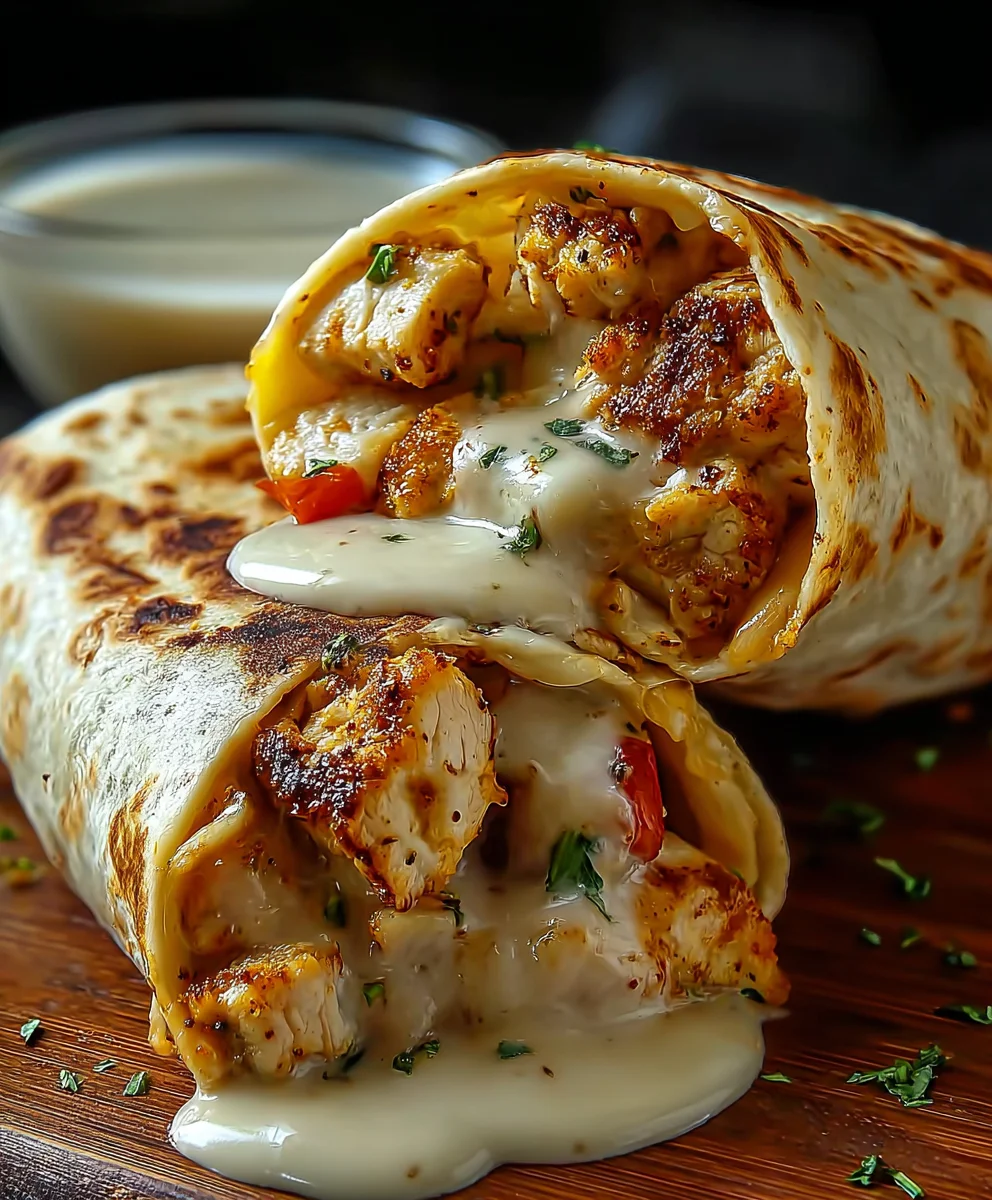 Cheesy Garlic Chicken Wraps Quick & Tasty Dinner