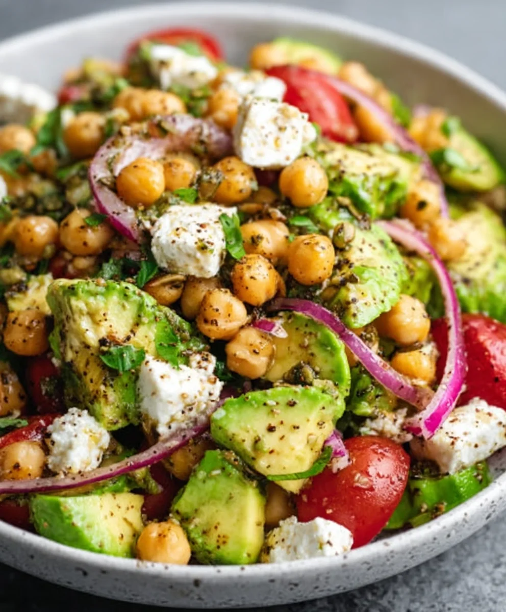 Chickpea Feta Avocado Salad - Fresh & Easy Recipe