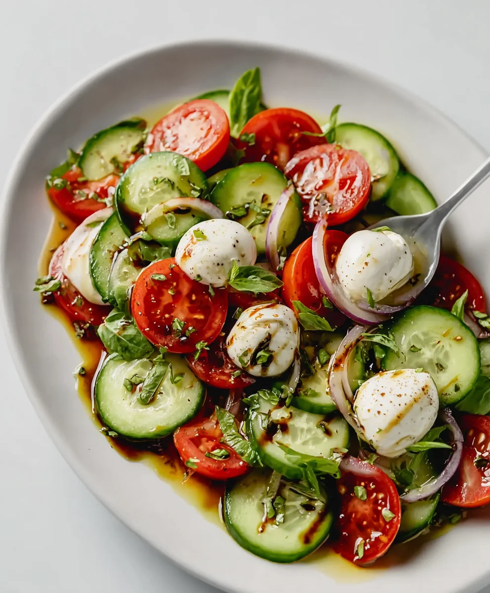 Fresh Cucumber Caprese Salad Recipe