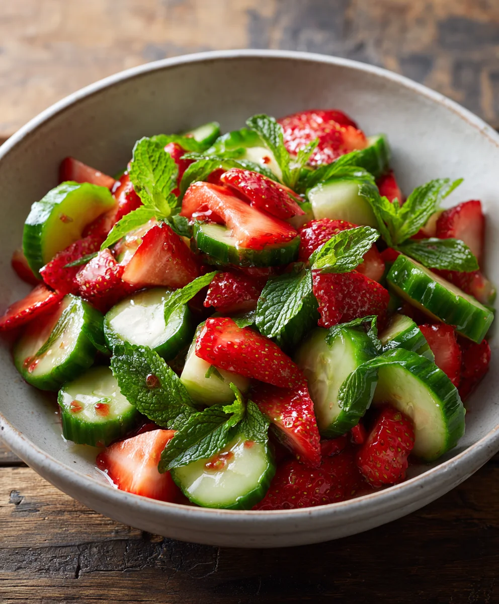 Refreshing Cucumber Strawberry Salad Recipe-Light & Easy