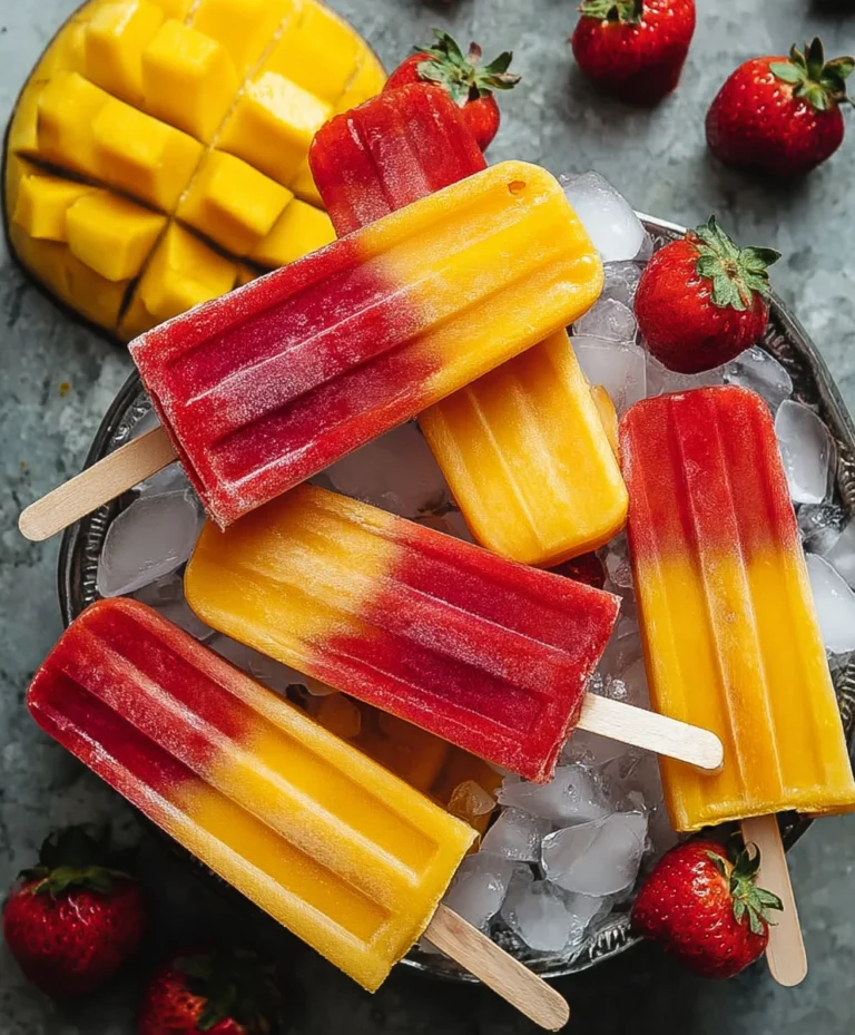 Fresh Strawberry Mango Popsicles- Cool Summer Treat