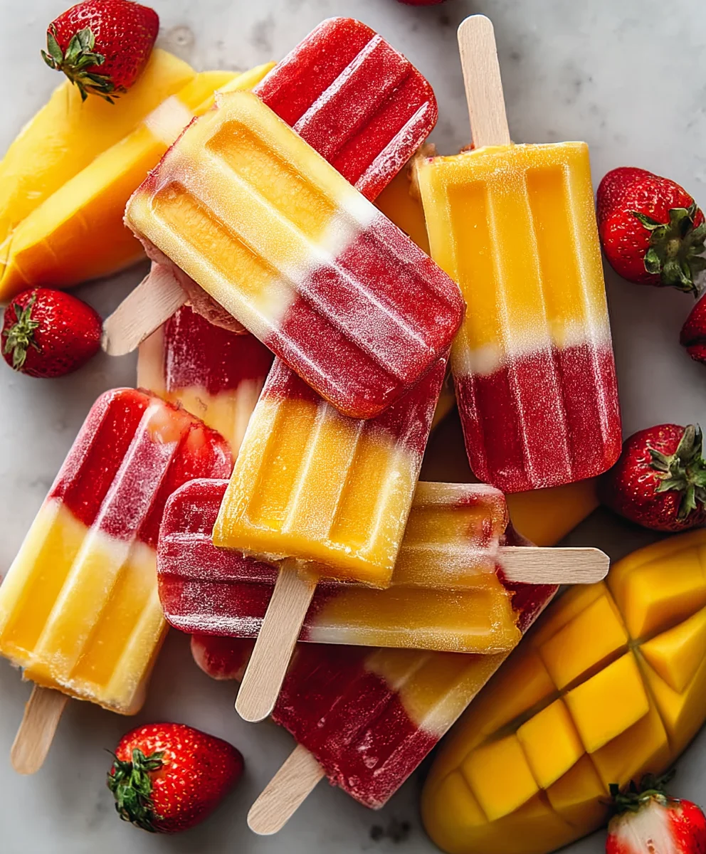 Fresh Strawberry Mango Popsicles- Cool Summer Treat