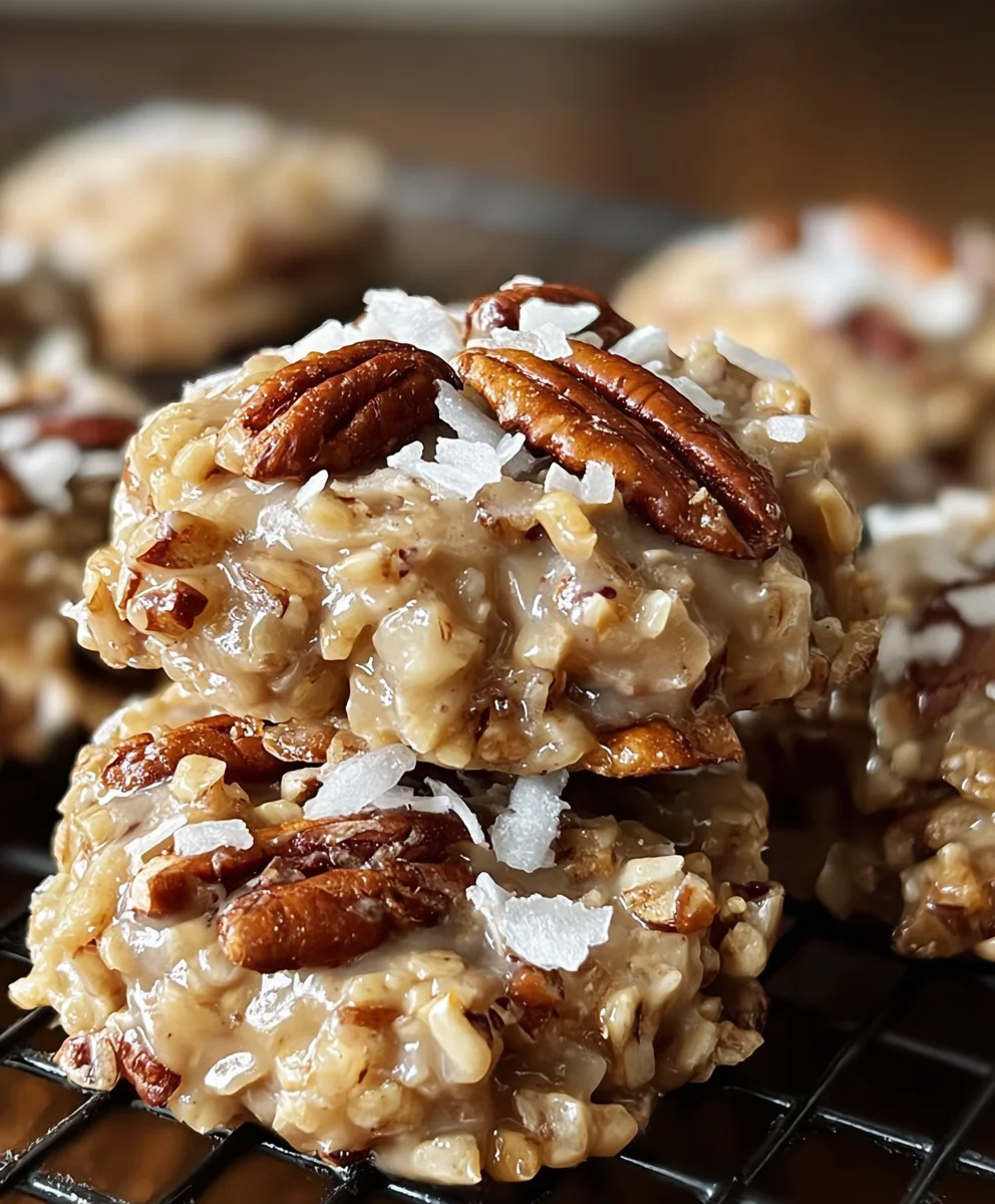 No Bake Pecan Coconut Praline Cookies Easy Recipe