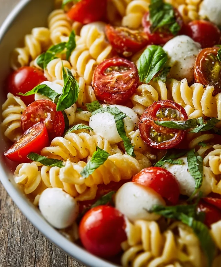 Creamy Caprese Pasta Salad- Easy & Delicious