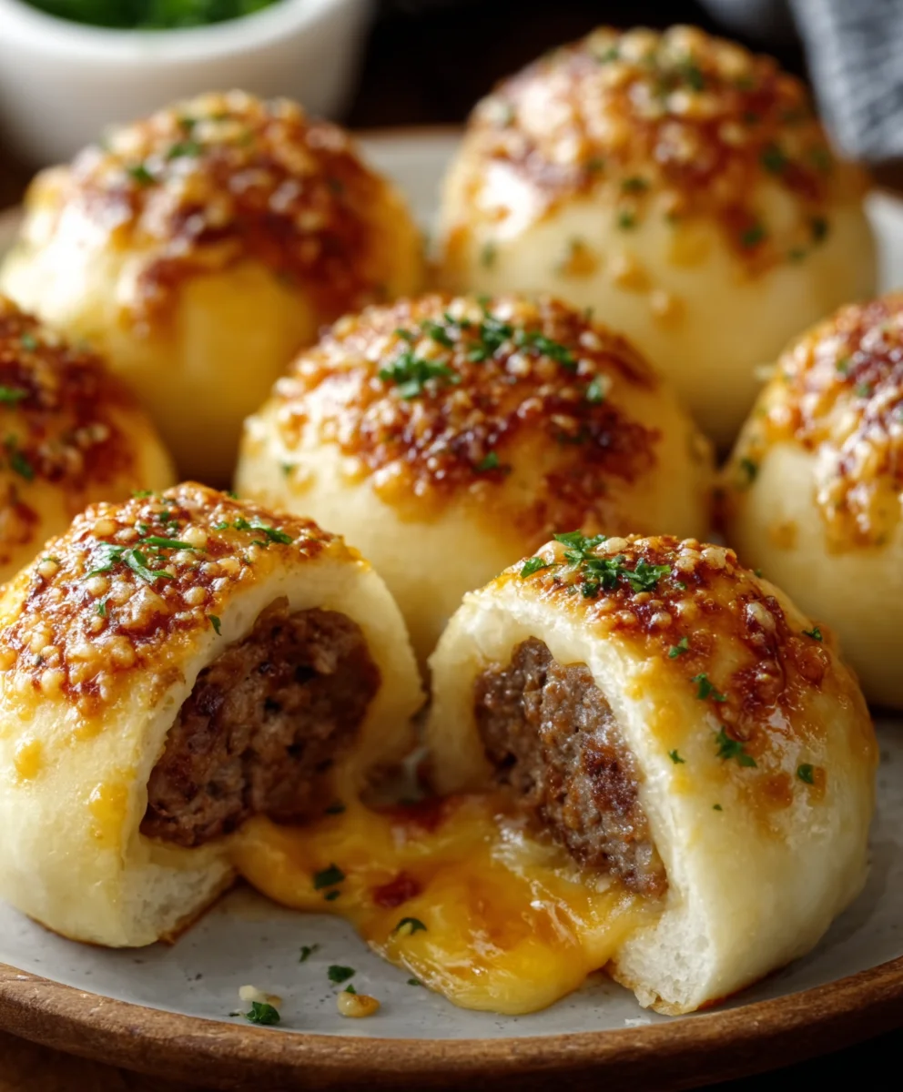 Garlic Parmesan Cheeseburger Bombs - Easy Beef Appetizer