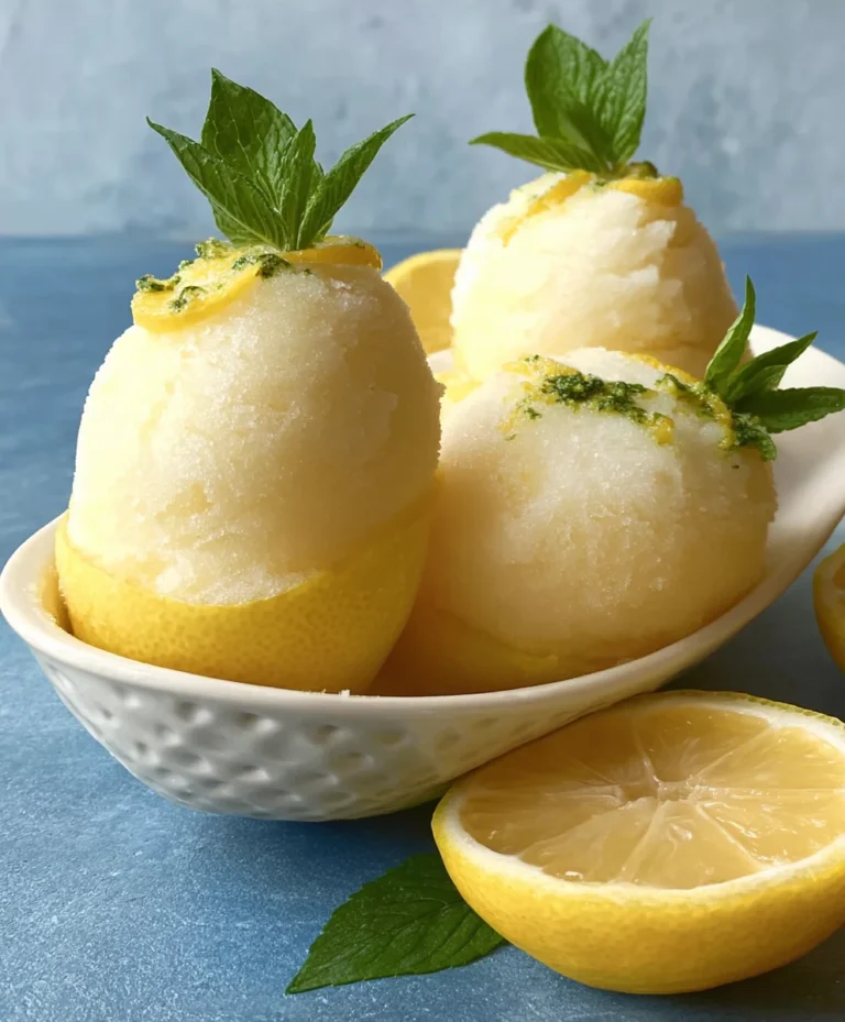 Frozen Lemon Shell Sorbetto- Refreshing Lemon Dessert