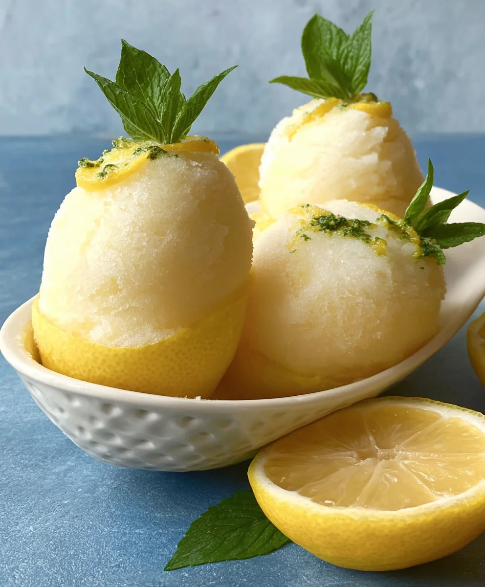 Frozen Lemon Shell Sorbetto- Refreshing Lemon Dessert