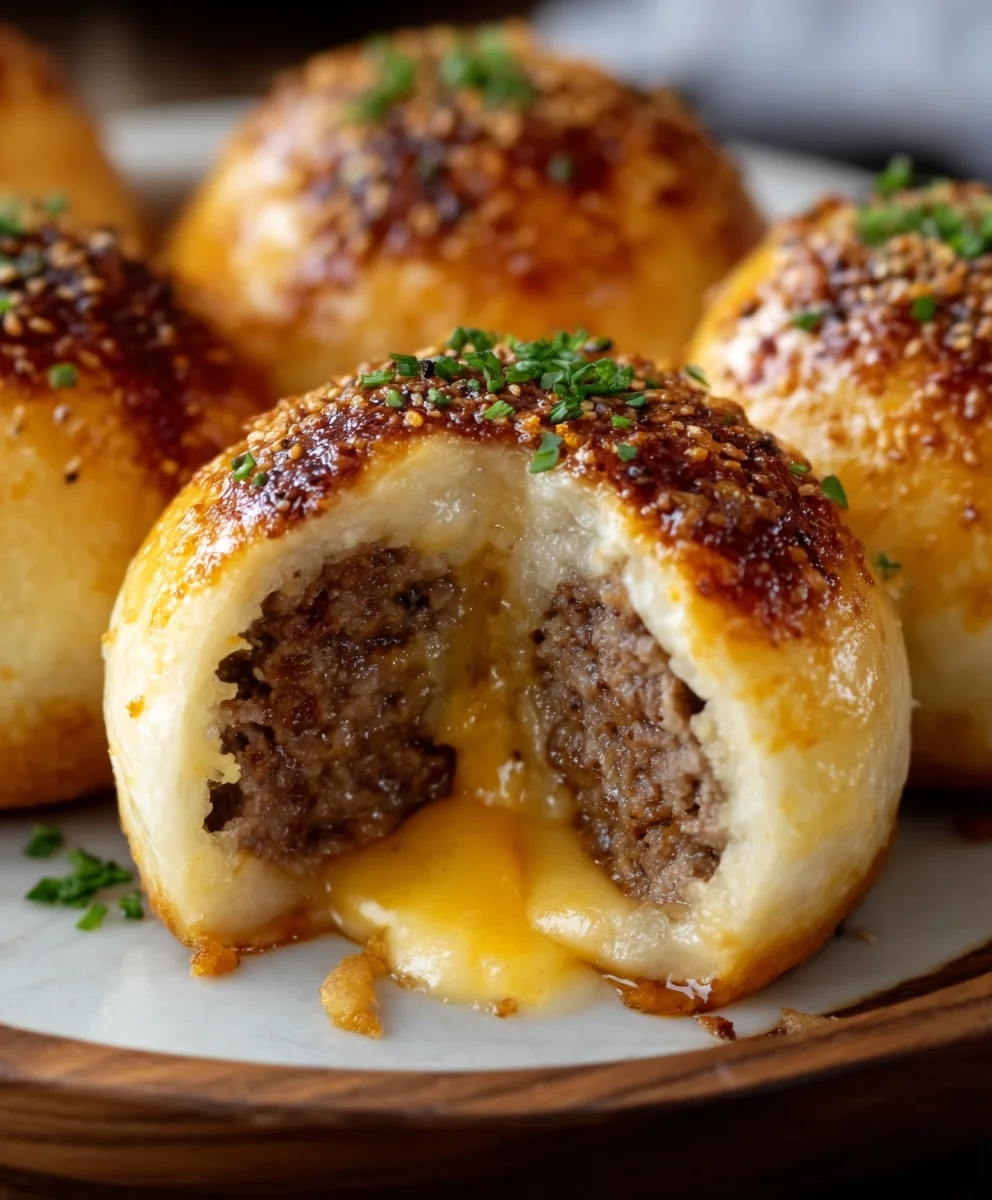 Garlic Parmesan Cheeseburger Bombs - Easy Beef Appetizer