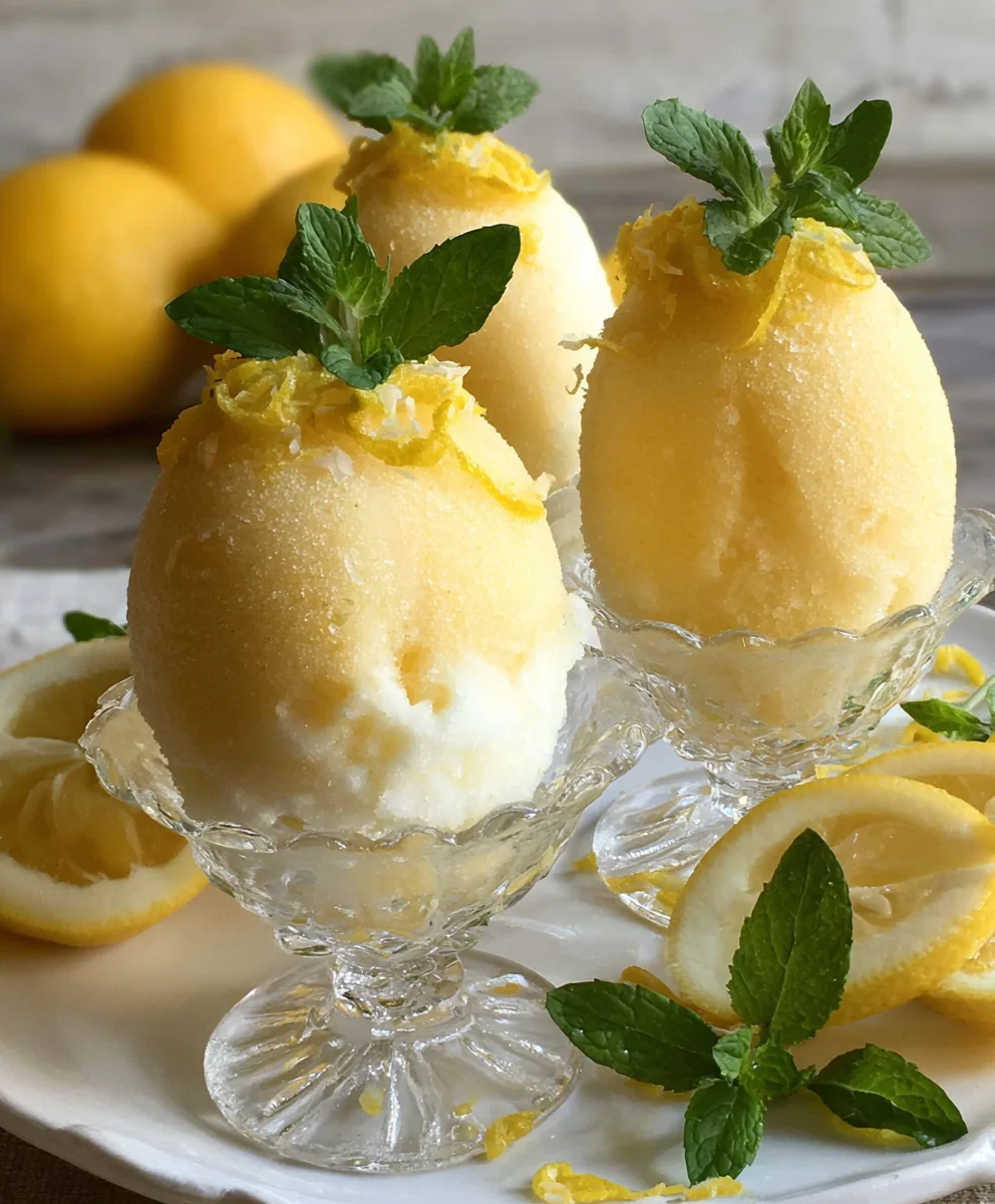 Frozen Lemon Shell Sorbetto- Refreshing Lemon Dessert
