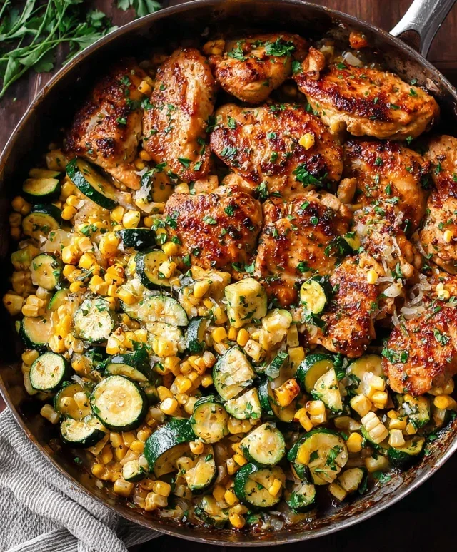 Garlic Butter Chicken with Zucchini and Corn - One-Pan, 30-Minute Meal