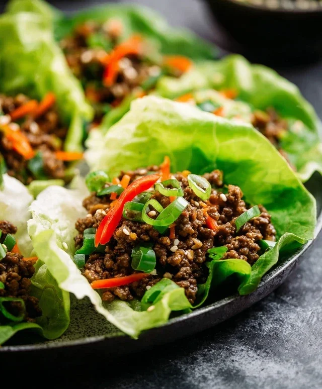 Asian Style Ground Beef Lettuce Wraps