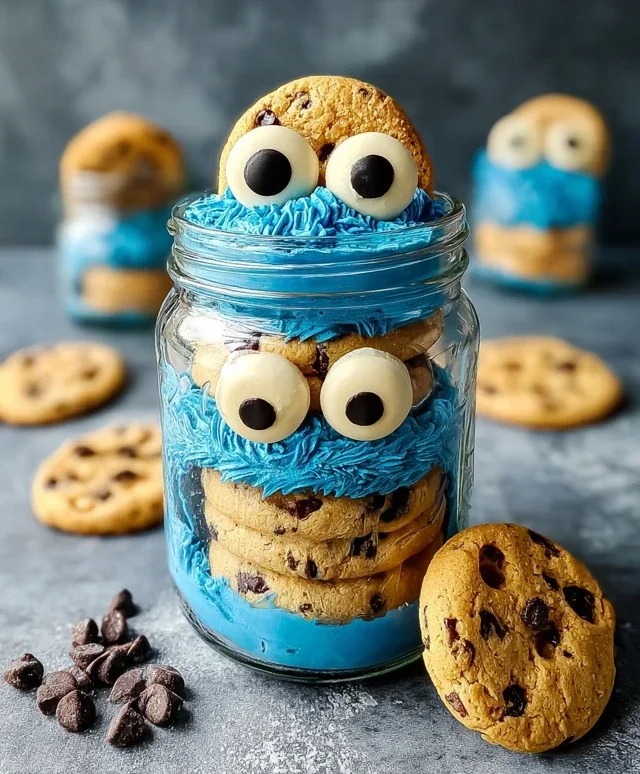Cookie Monster Cake Jars