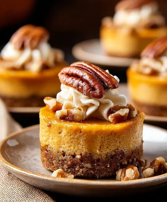 Pumpkin Pecan Mini Cheesecakes