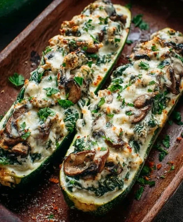 Spinach, Mushroom, and Ricotta Stuffed Zucchini Boats Recipe