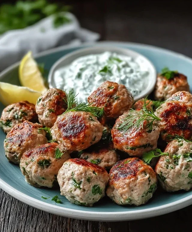 Greek Turkey Meatballs with Tzatziki
