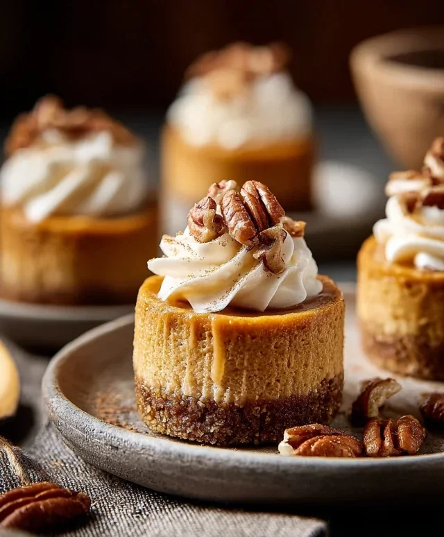 Pumpkin Pecan Mini Cheesecakes