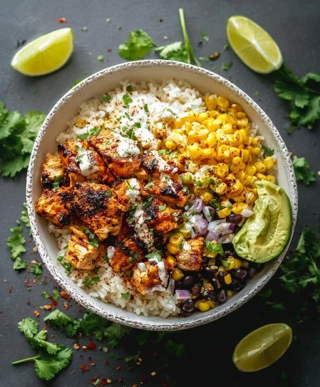 Street Corn Chicken Rice Bowl