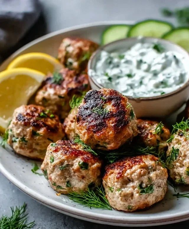 Greek Turkey Meatballs with Tzatziki