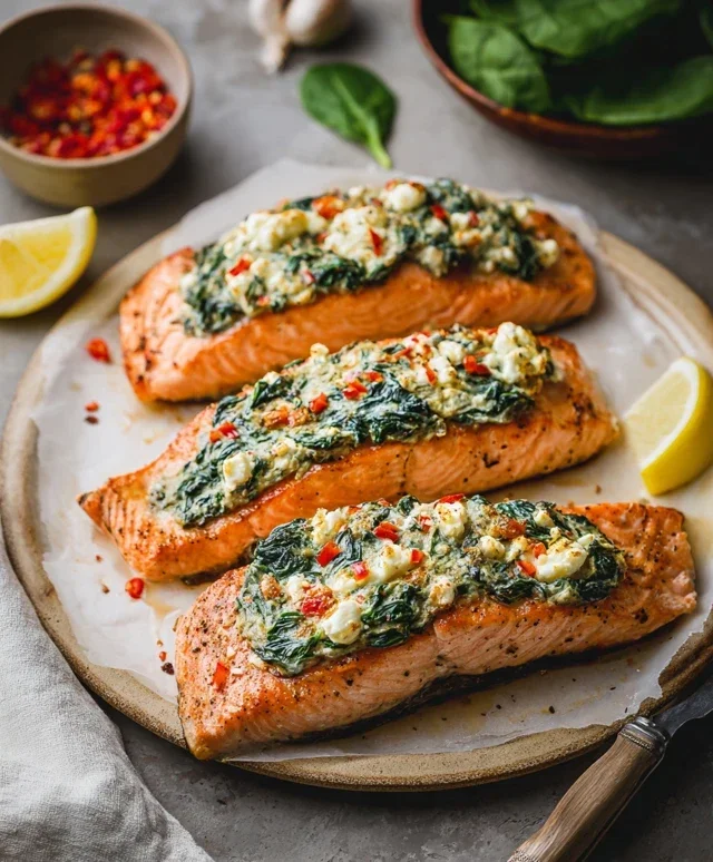 Stuffed Salmon With Spinach & Feta (30 minutes!)