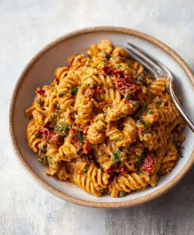 Creamy Sun-Dried Tomato Pasta with Capers and Dill