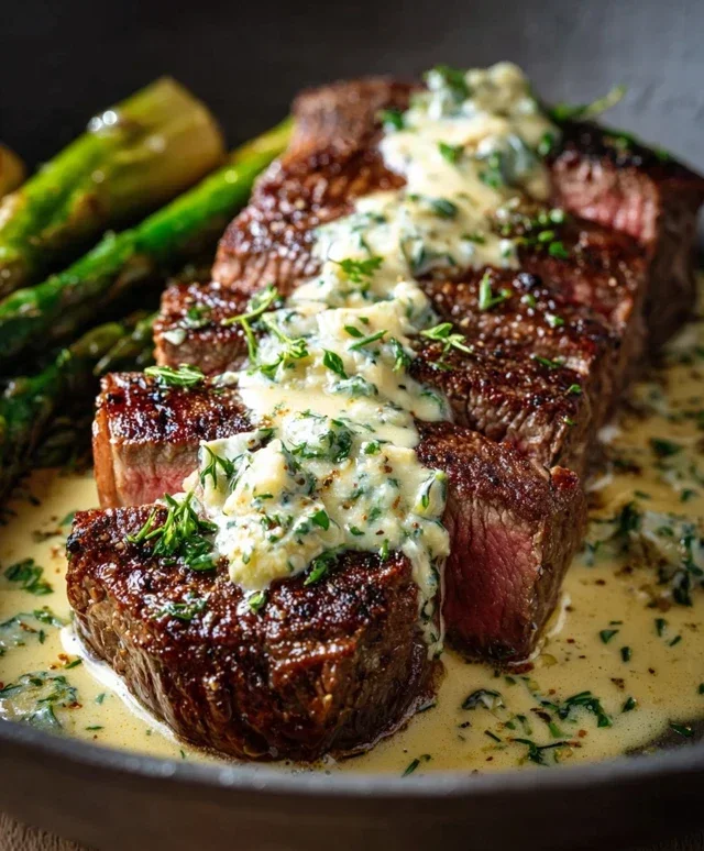 Garlic Butter Steak With Parmesan Cream Sauce