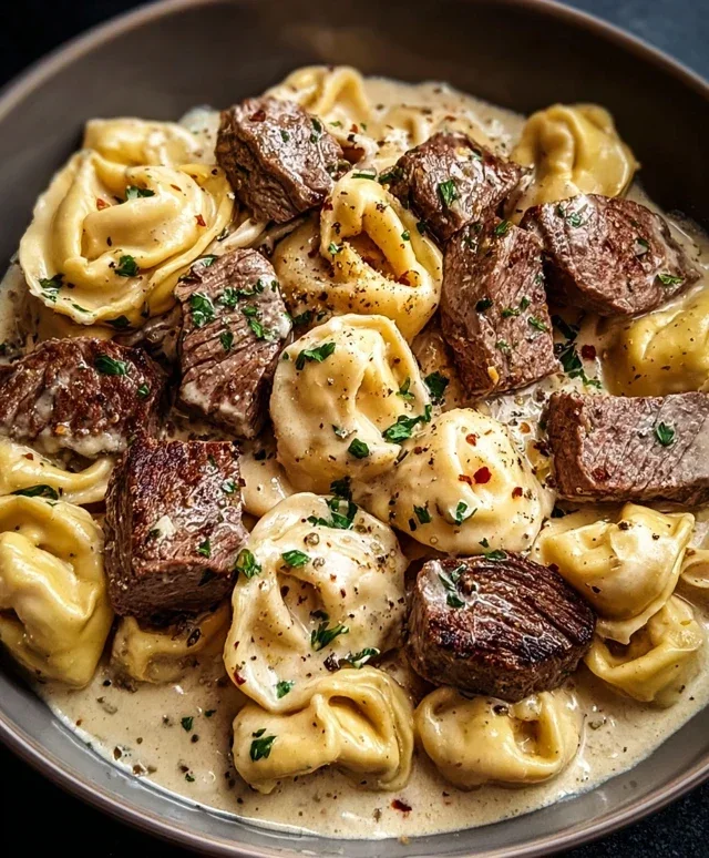 Cracked Garlic Steak Tortellini in Creamhouse Sauce Bliss