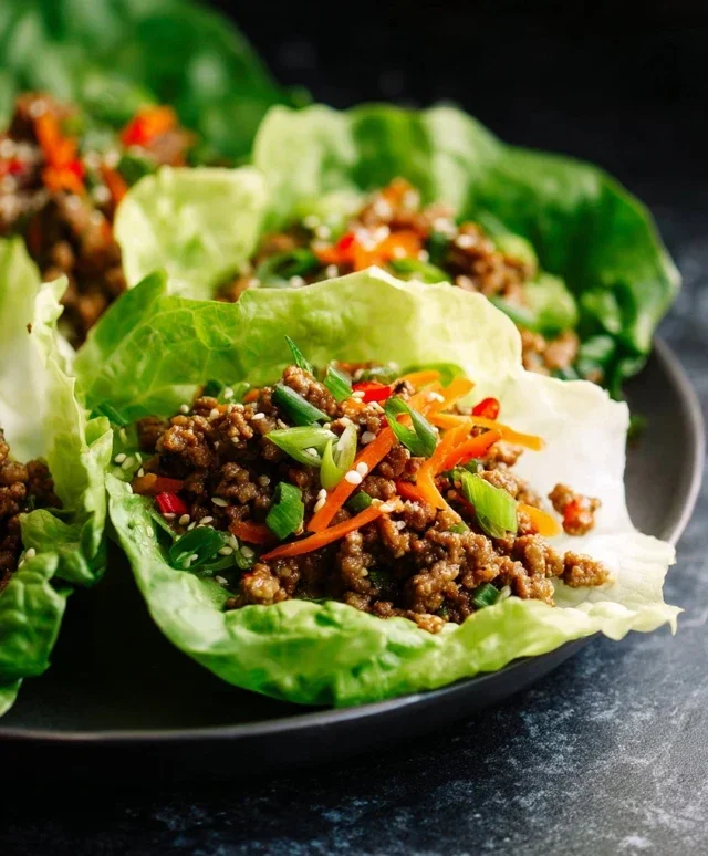 Asian Style Ground Beef Lettuce Wraps