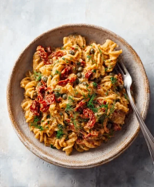 Creamy Sun-Dried Tomato Pasta with Capers and Dill