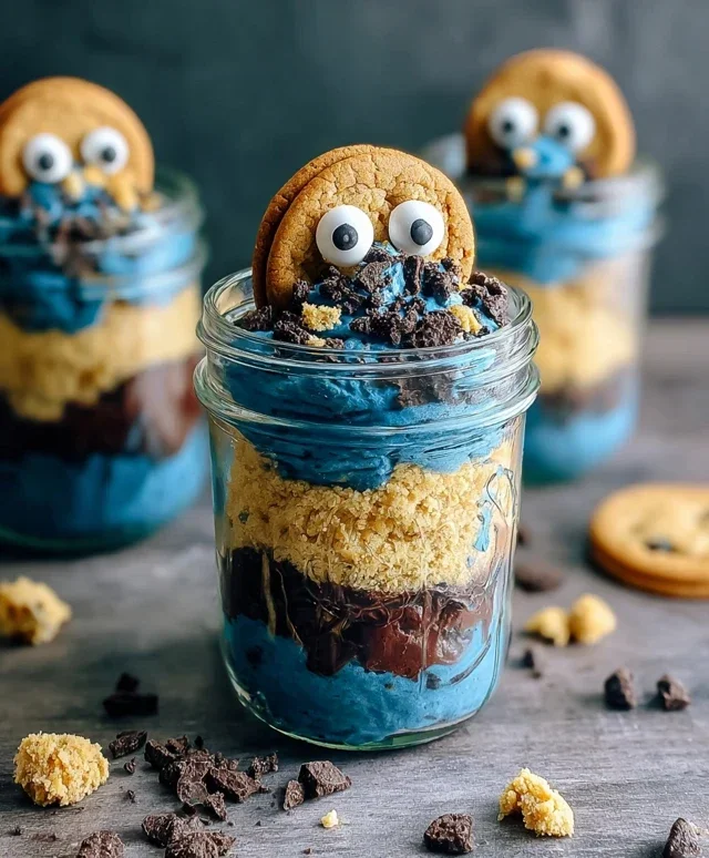 Cookie Monster Cake Jars