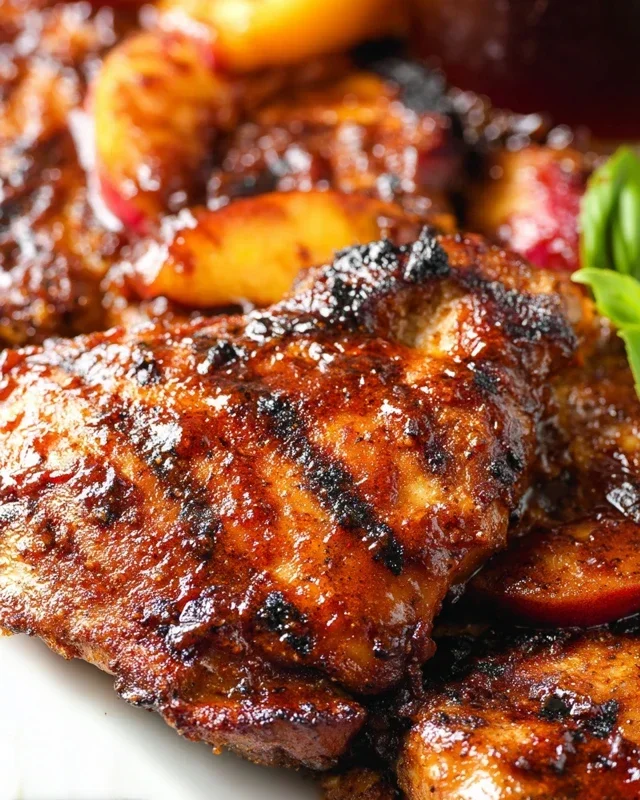 Grilled Bourbon Extract Extract Peach BBQ Chicken